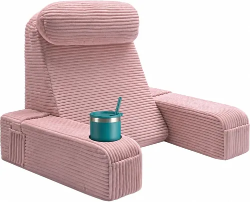 Vista 14 de Almohada de lectura para adultos, almohada de espalda para sentarse en la cama, almohada de respaldo para sentarse en la cama, brazos desmontables