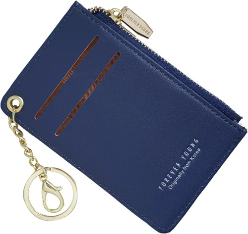 Vista 26 de Carteras pequeñas para mujer, tarjetero de piel delgado, cartera de monedas con llavero