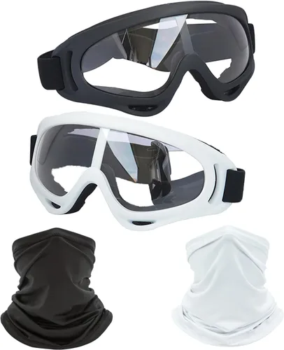 Vista 13 de LJDJ Motorcycle Goggles 2 Pack Dirt Bike with Neck Breathable Bandana Mask
