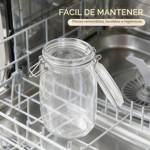 Vista 6 de Tarros de vidrio para almacenamiento de alimentos de 1 galón con tapas herméticas, juego de 1 – Recipientes transparentes con cierre de clip