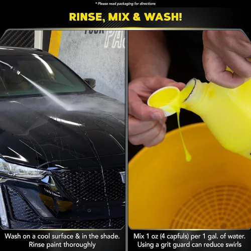 Vista 4 de Meguiar's Ultimate Wash and Wax, jabón y cera de lavado de autos limpia y brilla en un solo paso, brilla y protege con un limpiador de pintura