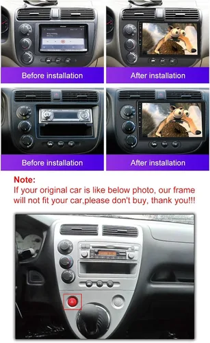 Vista 8 de 1G+32G para Honda Civic 2000 2001 2002 2003 2004 2005 Android Car Stereo con CarPlay Android Auto 9 "Pantalla táctil Bluetooth Radio de coche