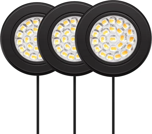 Vista 11 de GETINLIGHT Kit de luz LED de disco de 2.5 pulgadas, paquete de 3, enchufable, 3000K, bronce