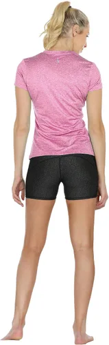 Vista 5 de Icyzone - Camisetas deportivas de cuello en V y manga corta para mujer, ropa de entrenamiento para yoga, correr, acondicionamiento físico y deportes