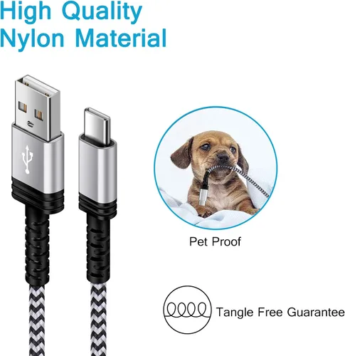 Vista 6 de Cable de carga automática para teléfono Android C, [3 pies+5 pies + 6 pies] USB A a USB tipo C, cable de carga rápida con puerto C para Google Pixel