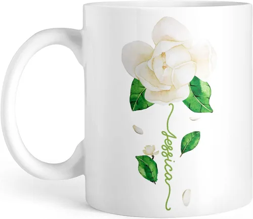 Vista 19 de CUBICER Tazas de café personalizadas, diseño de lirio, nombre personalizado, tazas de cerámica blanca, taza de viaje grande, vaso para beber, Lirio
