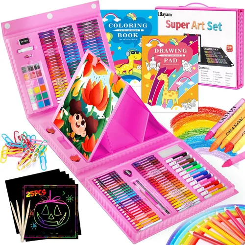 Vista 9 de iBayam Kit de arte, paquete de 251 suministros de arte, kits de dibujo, caja de regalo para artes y manualidades, caja de regalo para niños