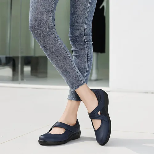 Vista 6 de Zapatos planos clásicos y cómodos Mary Jane para mujer, zapatos de vestir casuales a la moda, bonitos zapatos de vestir con puntera cerrada, ligeros