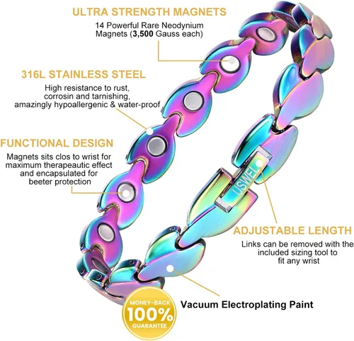Vista 4 de Pulsera de terapia magnética antiestrés para mujer Joyería para mujer