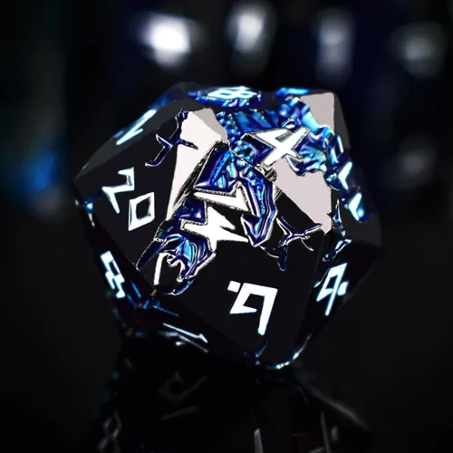 Vista 16 de Rule Dice Dados D&D de 7 Dados de Metal DND, Juego de Dados Metálicos Ponderados de Calabozos y Dragones, Juegos de Dados Poliédricos D y D Grandes