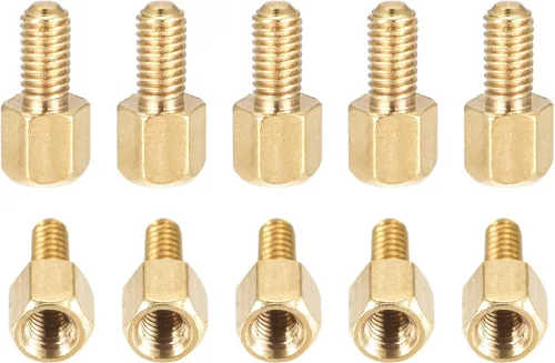 Vista 9 de DTGN M3x4x4mm (DxHLxML) - Separador hexagonal de latón -10Pack- Bueno para máquina electrónica - Tuercas de tornillo espaciadoras macho a hembra