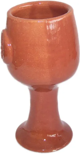 Vista 4 de Holy Land Market Cáliz de Comunión Cáliz de Vino Bíblico Terra Cotta - Marrón