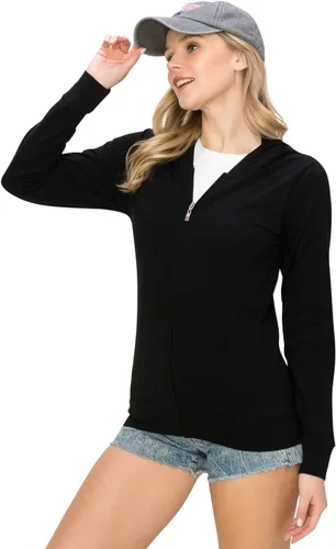 Vista 4 de Chaqueta ligera con capucha de algodón con cremallera, cómoda, casual, para uso diario