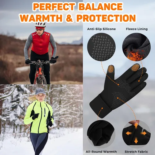 Vista 5 de AURUZA Guantes de invierno para mujeres y hombres para clima frío, guantes de ciclismo de invierno de 14 F para hombres y mujeres con dedos