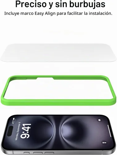 Vista 7 de Belkin ScreenForce - Protector de pantalla de vidrio templado para iPhone Air, resistente a los arañazos con bandeja de fácil alineación incluida