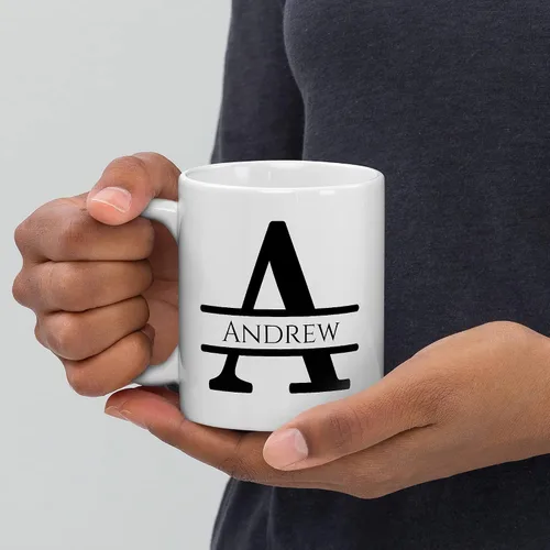 Vista 6 de Taza de café personalizada con monograma, letra inicial A personalizada para mujeres, hombres, niñas, niños, papás, mamás amigos, taza de café