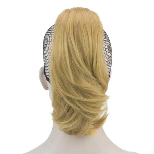 Vista 2 de IMISSU Lindas extensiones de cabello de cola de caballo de garra corta, extensiones de cabello grueso con clip en pequeñas piezas de pelo de cola