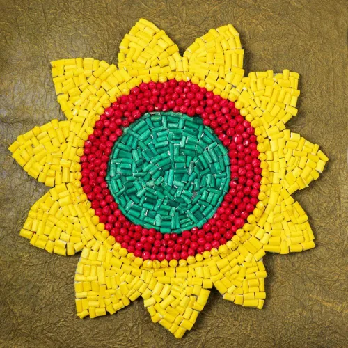 Vista 12 de Festive Floral Rangoli Rangoli de diseño acrílico para decoración tradicional india, decoración de piso interior de puerta del hogar, Diwali