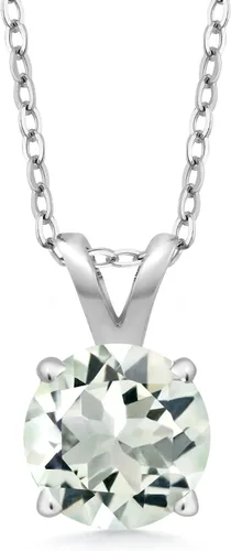 Vista 57 de Gem Stone King Collar con colgante solitario de plata de ley 925 de 0.236 in con piedra natal redonda Collar de 4 puntas para mujer Con cadena