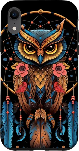 Vista 25 de Funda para iPhone 17 con diseño de plumas indias nativas americanas y búho