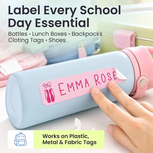 Vista 7 de Suministros escolares etiquetas de nombre personalizadas, etiquetas adhesivas de nombre personalizadas lavables para niñas, etiquetas adhesivas