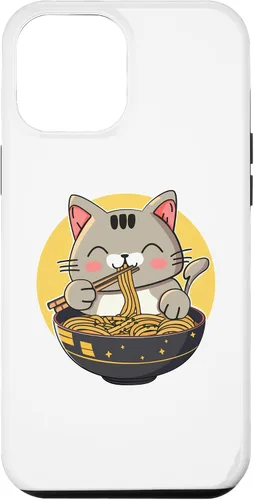 Vista 25 de Funda para iPhone 12/12 Pro Ramen Cat Kawaii Anime Merch Japonés Divertido Neko Noodle Bowl Case
