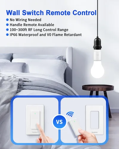 Vista 5 de Enchufe de luz de control remoto con WiFi (solo 2.4G), WiFi inteligente y Bluetooth y adaptador de bombilla RF433 E26 E27 e interruptor de pared