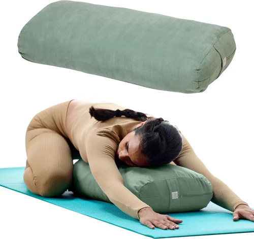 Vista 11 de Almohada Gaiam redonda para yoga, cojín suave para meditación, masaje y soporte de espalda, relleno de algodón transpirable, funda de microfibra