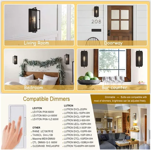 Vista 3 de Bombilla LED T6 esmerilada E12 regulable Edison 25W blanco suave 3000K E12 bombillas incandescentes equivalentes a T6.5 bombilla de filamento LED