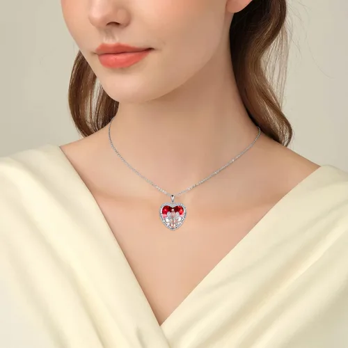 Vista 4 de Collar de plata de ley 925 para hermanas - Regalo de cumpleaños para hermanas, mamá, hija - Collar de cristal «Always My Sister Forever My Friend»