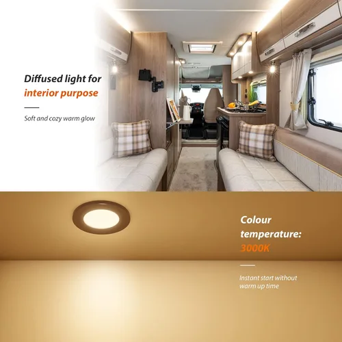 Vista 2 de Lámpara LED empotrada en techo Dream Lighting, 2W, luz blanca cálida, caparazón negra, paquete de 6