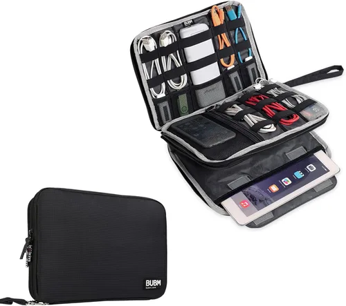 Vista 14 de Organizador de equipaje con doble capa para viajes BUBM, para llevar dispositivos y accesorios electrónicos., gris, 2 capas M Bolsa de viaje