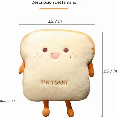 Vista 9 de Goylmc - Almohada de pan tostado de felpa, almohada rellena de pan, almohada de comida de felpa con bolsillo de mano, gran elección de regalo