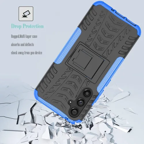 Vista 7 de Funda para Galaxy A54, Samsung A54 5G SM-A546U con protector de pantalla de vidrio templado, cubierta trasera de policarbonato duro con soporte