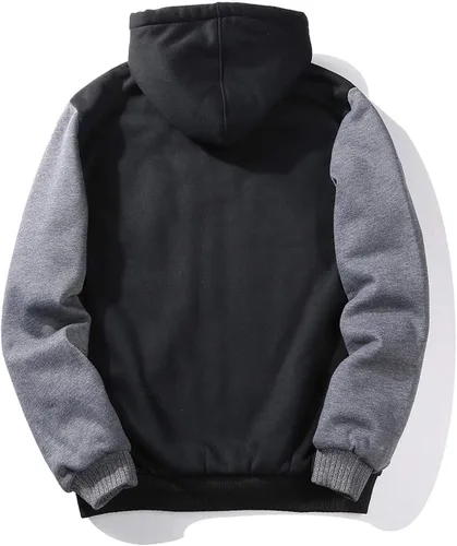 Vista 3 de ZITY - Sudadera de invierno con capucha y cremallera para hombre, chaqueta abrigada de vellón, con forro de Sherpa