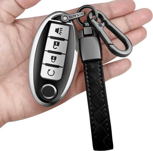 Vista 16 de Compatible con Nissan Funda para Llavero con Llavero de Cuero, Funda de Carcasa de Llave de TPU Suave Compatible con Llave Remota Inteligente