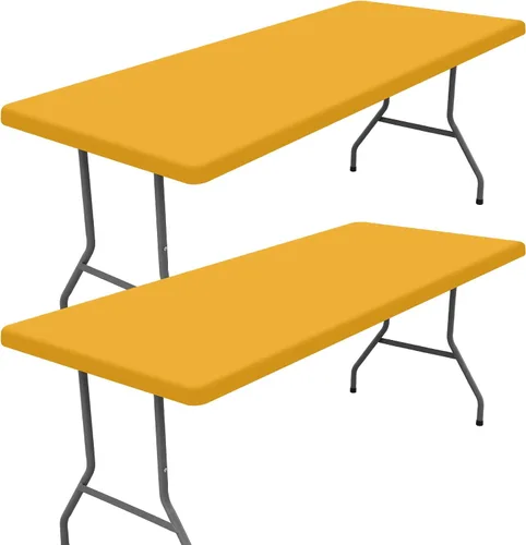 Vista 65 de Moosfor Paquete de 2 manteles rectangulares de elastano de 4 pies, elásticos y ajustables para pícnic, cubierta de mesa de patio elástica y lavable