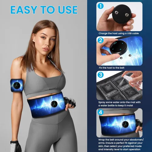 Vista 3 de Smiofo Estimulador ABS, equipo de entrenamiento de máquina muscular, cinturón de tonificación abdominal, tónico muscular, entrenamiento de fitness