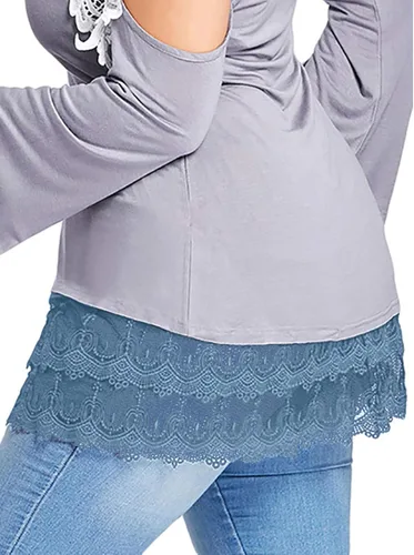 Vista 3 de Extensor de camisa para mujer, con capas ajustables, parte superior falsa, minifalda de barrido inferior, extensores de vestido de encaje, medio