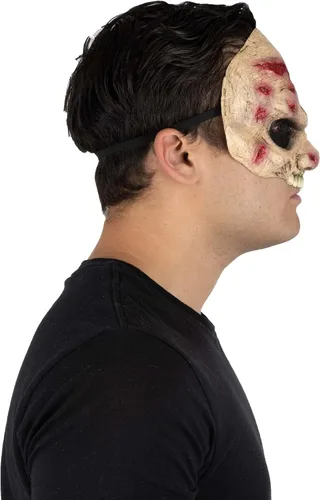 Vista 2 de Máscara de media máscara de Ghoulish Prodcutions. Máscara de zombi aterradora. Máscara de medio látex de zombi. Máscara de látex de talla única