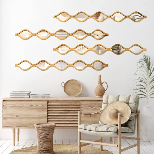 Vista 5 de Qunclay - Espejo de lágrima para pared, arte decorativo, espejo decorativo para pared, arte colgante largo y estrecho para apartamento, sala
