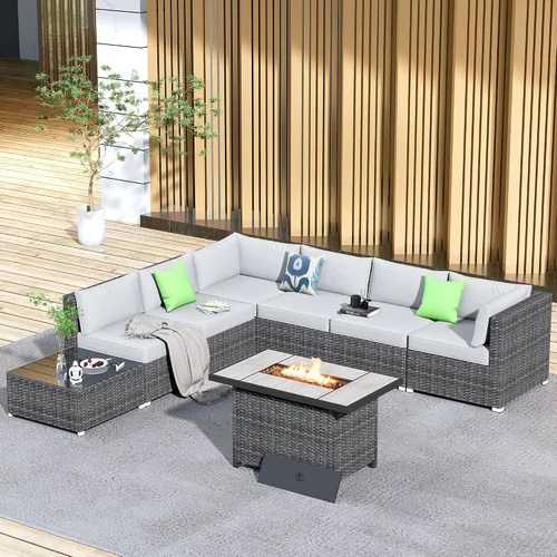 Vista 35 de HOOOWOOO Patio Sectional Furniture Set,2 Piece Couch Set with 2 Matching Armless Chairs(Beige)