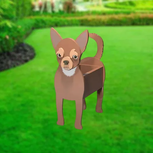 Vista 22 de XOOFMASS Lindas macetas de perro para plantas al aire libre, macetas de madera para perros, macetas en forma de perro, macetas para suculentas