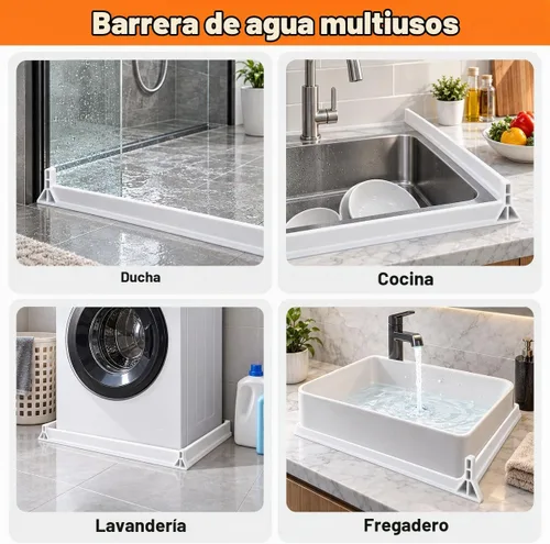 Vista 7 de Barrera de Agua para Umbral de Ducha de 3.8 Pulgadas de Alto, Plegable de 70 Pulgadas, Protector contra Salpicaduras de Agua de Ducha, Bloqueador