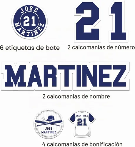 Vista 2 de Juego de calcomanías personalizadas para casco de béisbol, incluye calcomanías personalizadas para bates de béisbol, bates de sóftbol, cascos