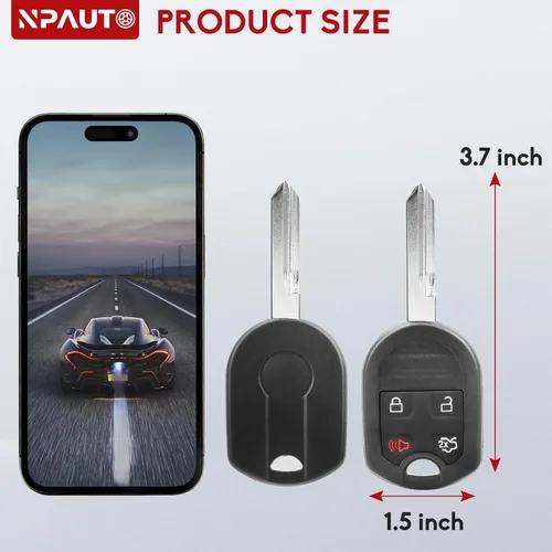 Vista 8 de NPAUTO Llavero de Repuesto Compatible con Ford Expedition Mustang Escape Fusion Edge Taurus Explorer 2003-2017, Mercury Sable, Lincoln Navigator