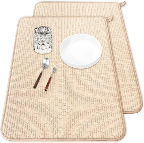 Vista 10 de Paquete de 2 alfombrillas de microfibra para secar platos, escurridor de platos absorbente para encimera de cocina, almohadillas de secado de platos