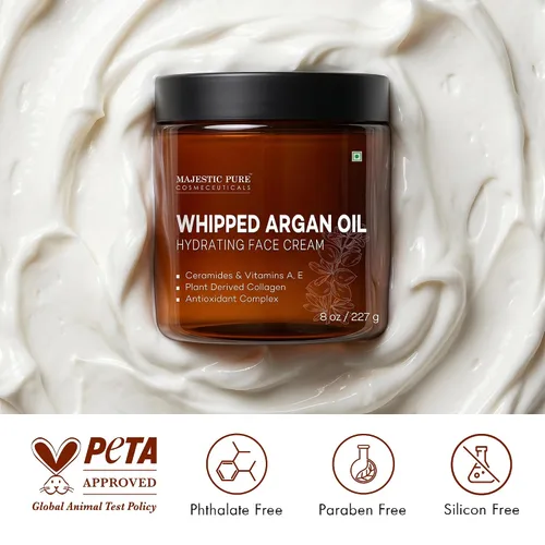 Vista 3 de MAJESTIC PURE Mantequilla corporal de aceite de argán batido para mujeres y hombres, con ceramidas, vitamina E y A y colágeno vegano, para la piel