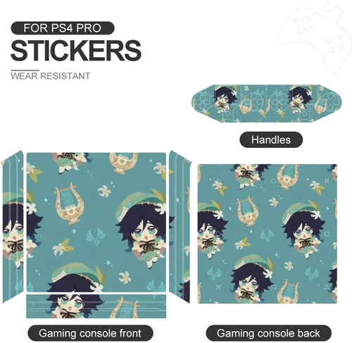 Vista 2 de Cute Mini Genshin Impact PS4 controller and console skin sticker protective cover wirelesswired gamepad controller Full body skin Body Vinyl Sticker