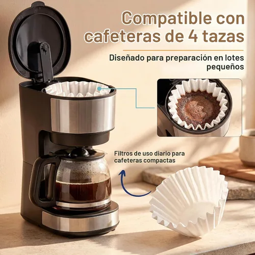 Vista 2 de Filtros de café para cesta de 4 tazas (100, blanco)